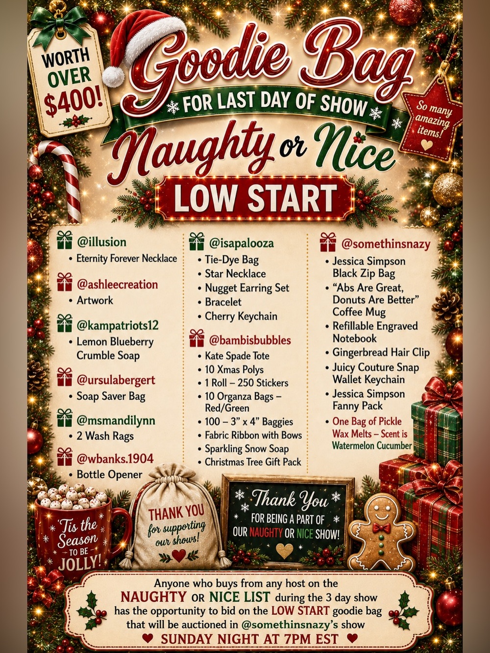 Naughty or Nice Low Start Last Day Goodie Bag
